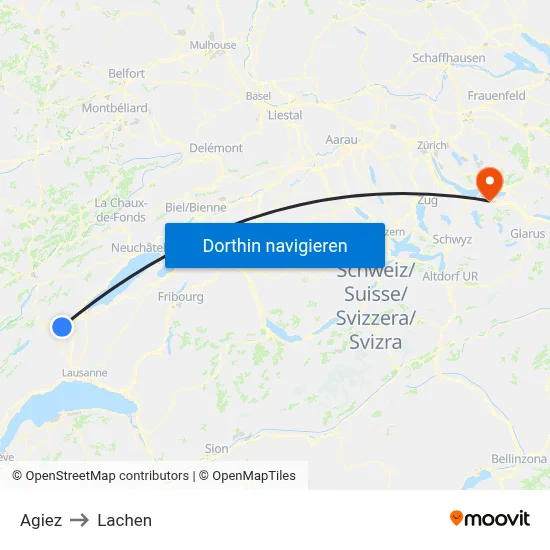 Agiez to Lachen map