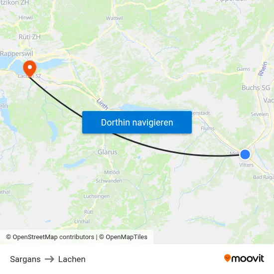 Sargans to Lachen map