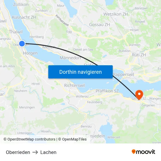 Oberrieden to Lachen map