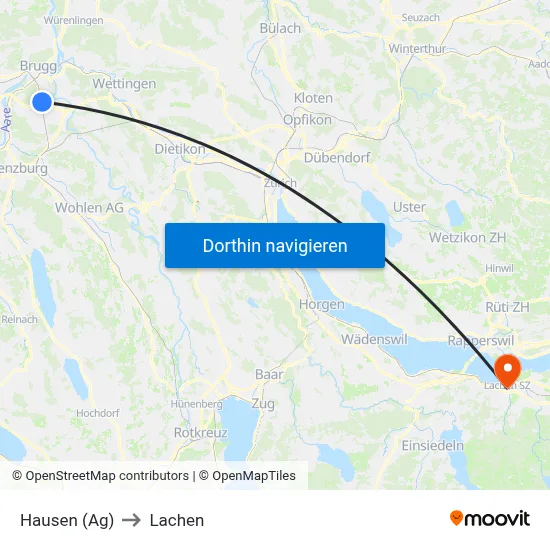 Hausen (Ag) to Lachen map