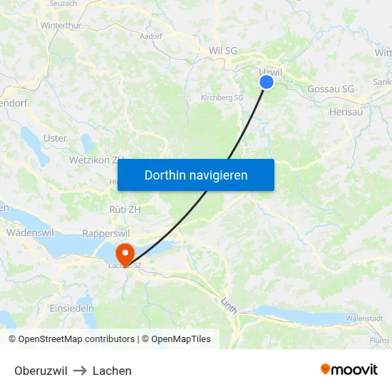 Oberuzwil to Lachen map