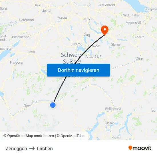 Zeneggen to Lachen map