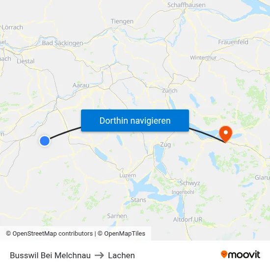 Busswil Bei Melchnau to Lachen map