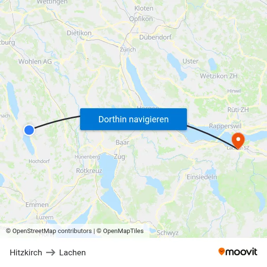 Hitzkirch to Lachen map