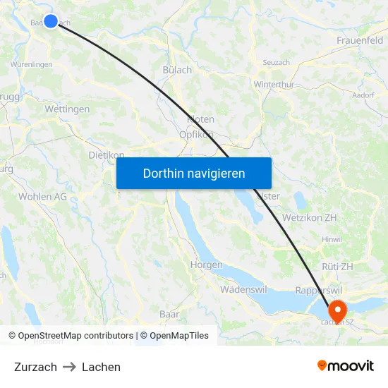 Zurzach to Lachen map