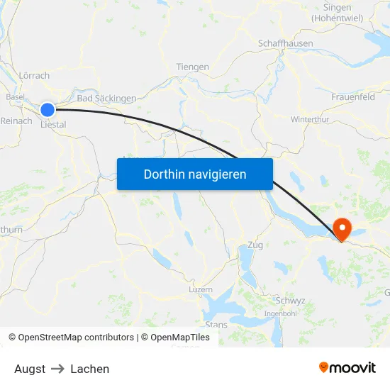 Augst to Lachen map