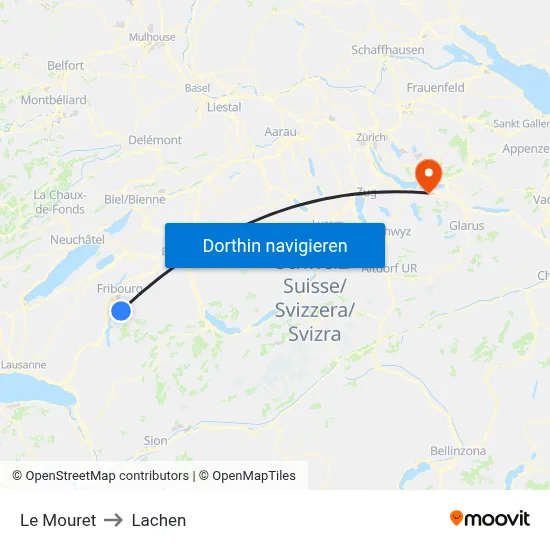 Le Mouret to Lachen map