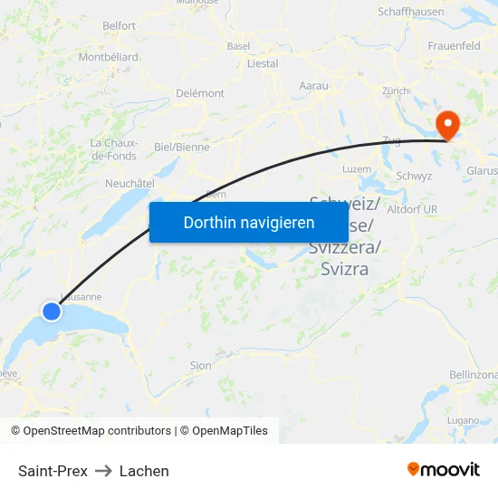 Saint-Prex to Lachen map