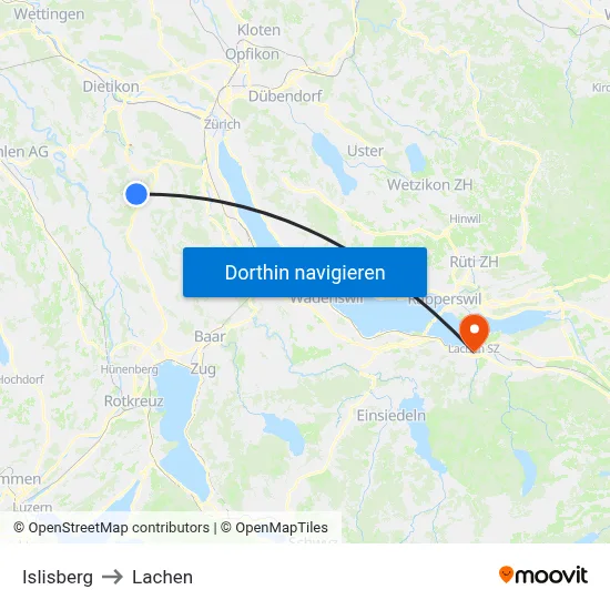 Islisberg to Lachen map