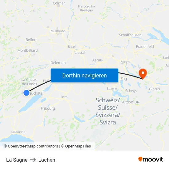 La Sagne to Lachen map
