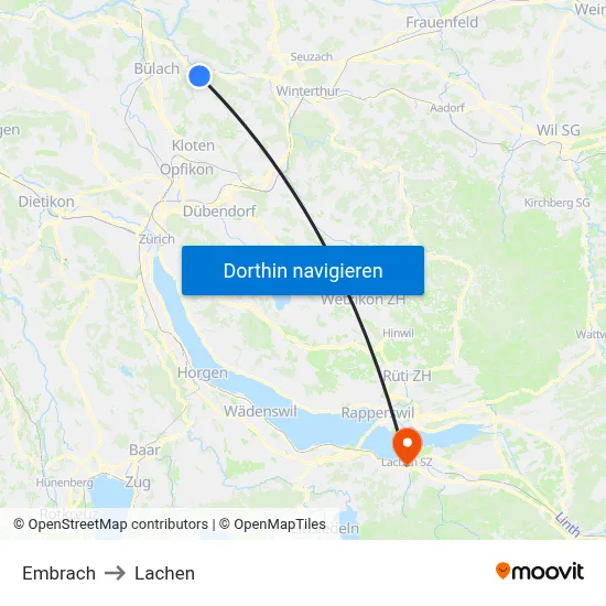 Embrach to Lachen map