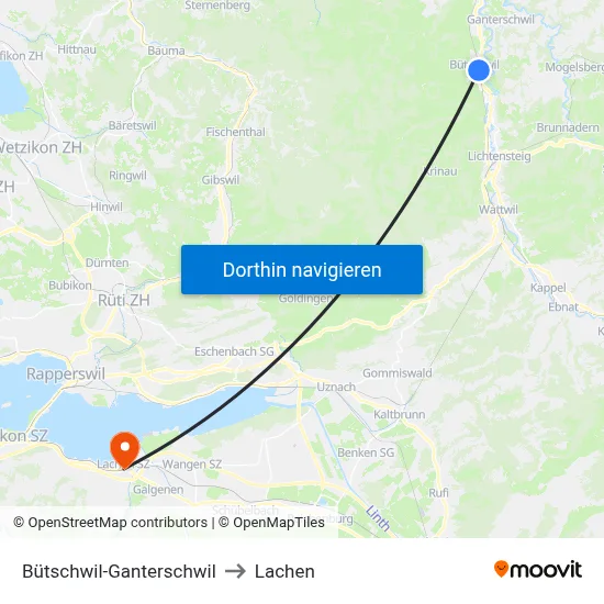 Bütschwil-Ganterschwil to Lachen map