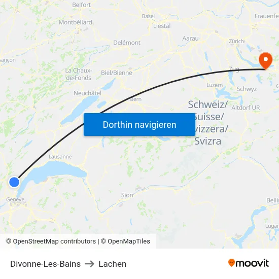 Divonne-Les-Bains to Lachen map