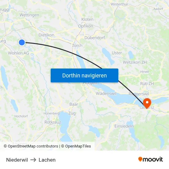 Niederwil to Lachen map