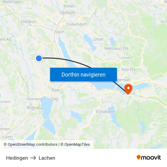 Hedingen to Lachen map