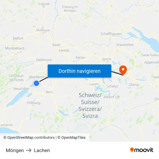 Mörigen to Lachen map