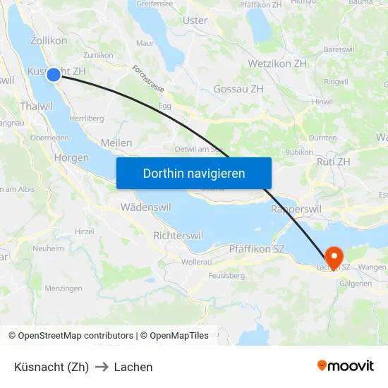 Küsnacht (Zh) to Lachen map