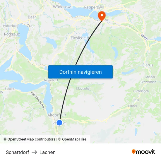 Schattdorf to Lachen map