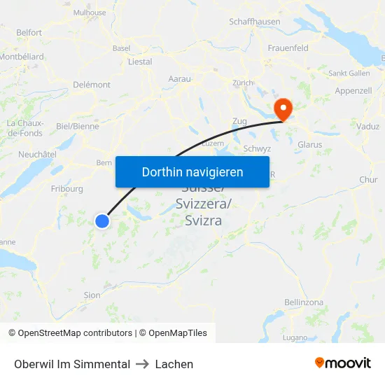 Oberwil Im Simmental to Lachen map