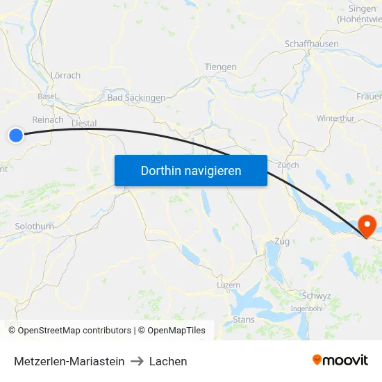 Metzerlen-Mariastein to Lachen map