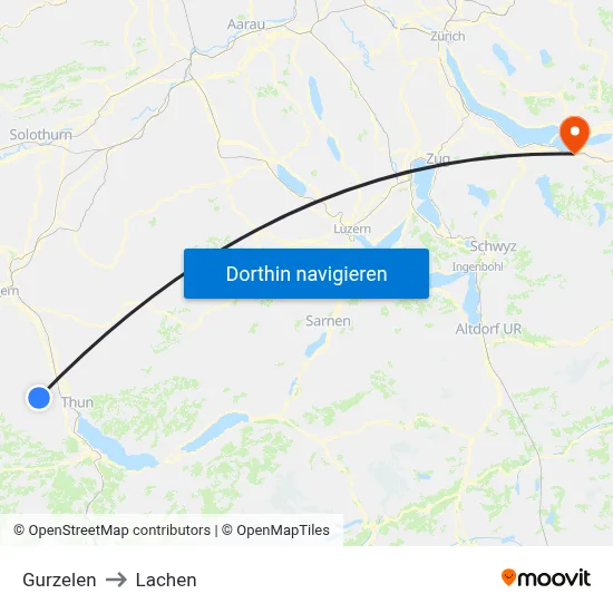 Gurzelen to Lachen map