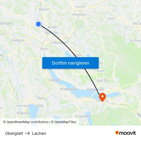 Oberglatt to Lachen map