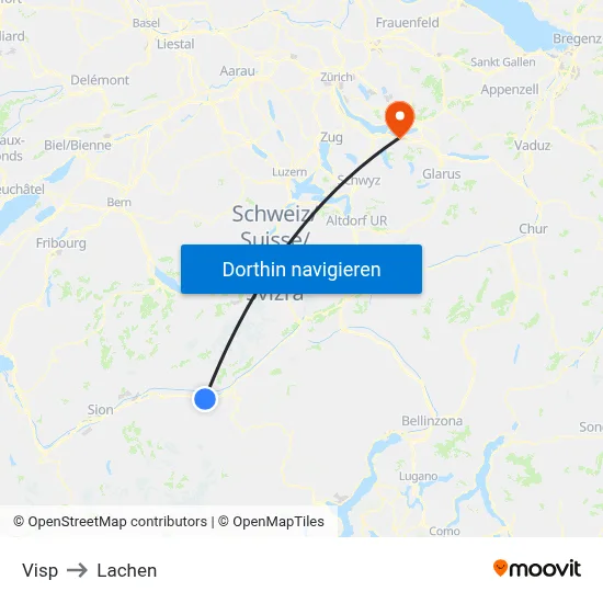 Visp to Lachen map
