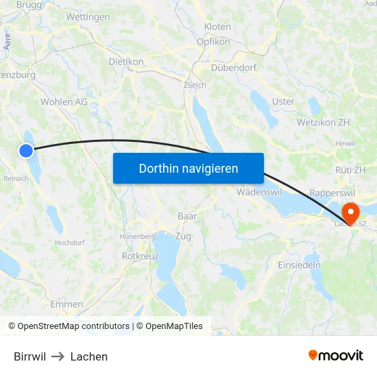 Birrwil to Lachen map