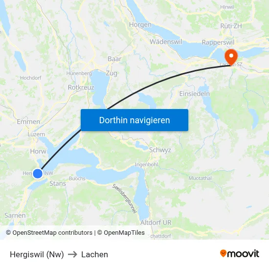 Hergiswil (Nw) to Lachen map