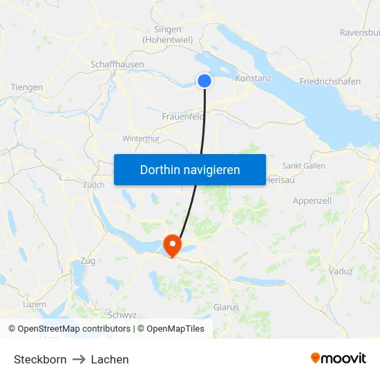 Steckborn to Lachen map