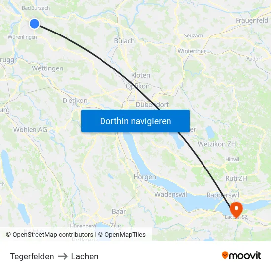 Tegerfelden to Lachen map