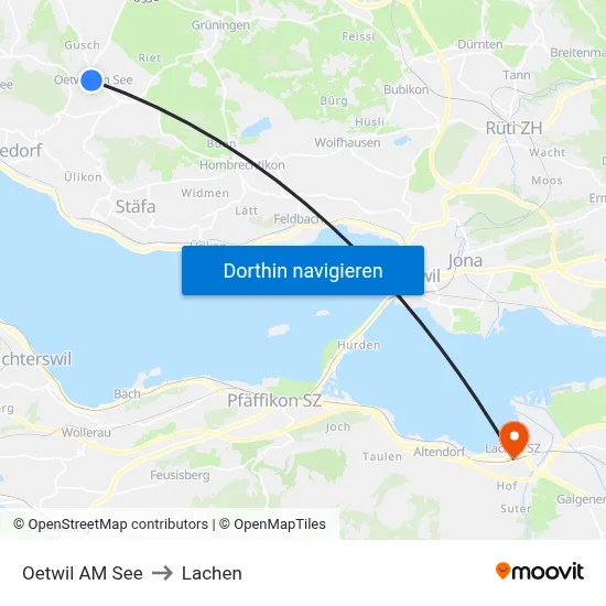 Oetwil AM See to Lachen map