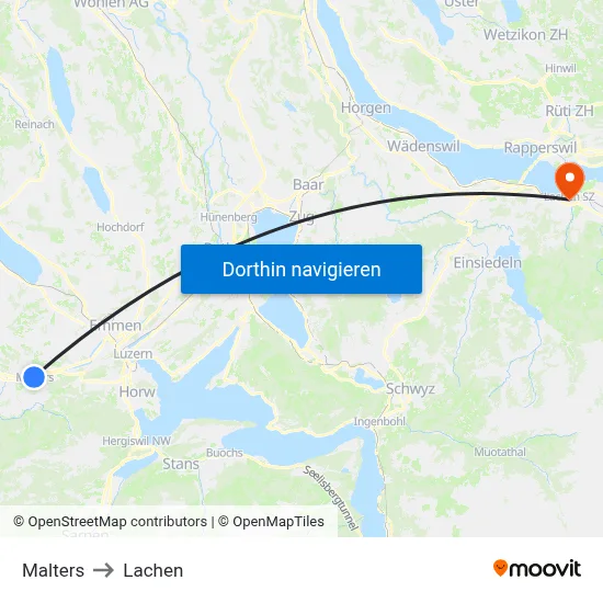 Malters to Lachen map