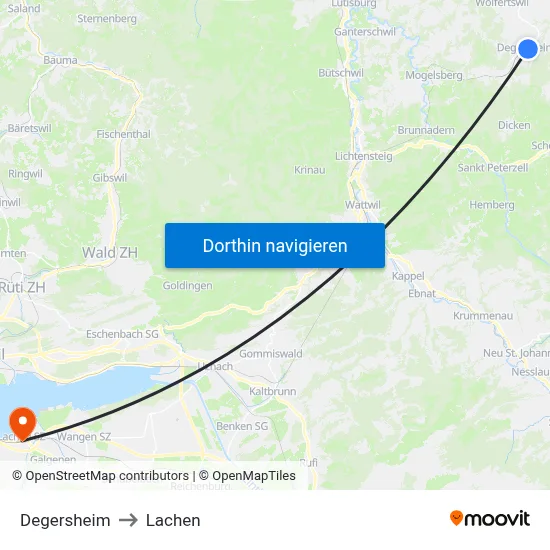 Degersheim to Lachen map