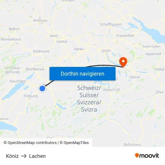 Köniz to Lachen map