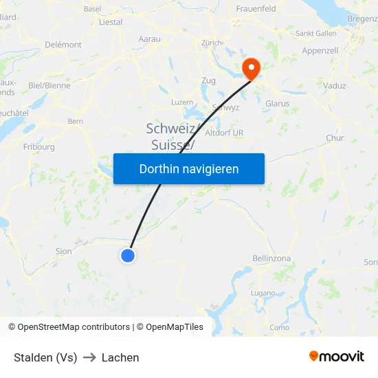 Stalden (Vs) to Lachen map