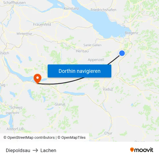 Diepoldsau to Lachen map