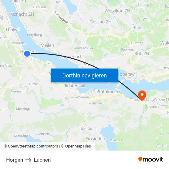 Horgen to Lachen map