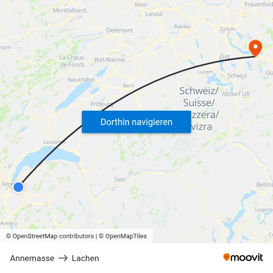 Annemasse to Lachen map