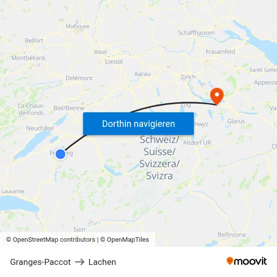 Granges-Paccot to Lachen map