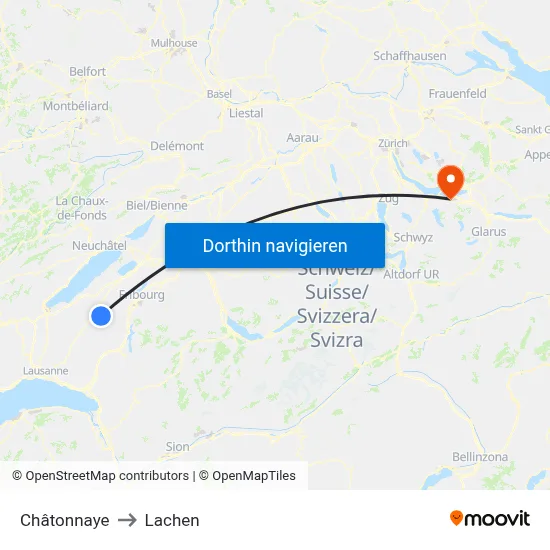Châtonnaye to Lachen map
