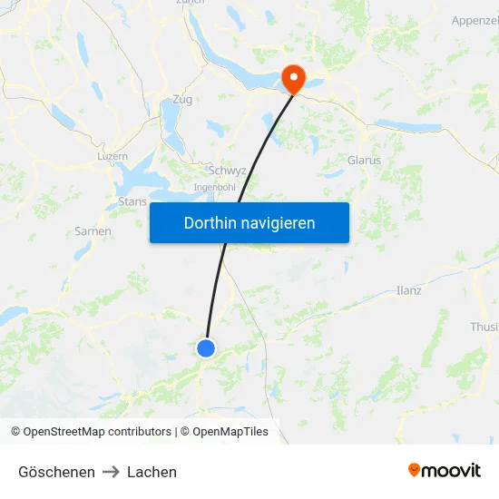 Göschenen to Lachen map