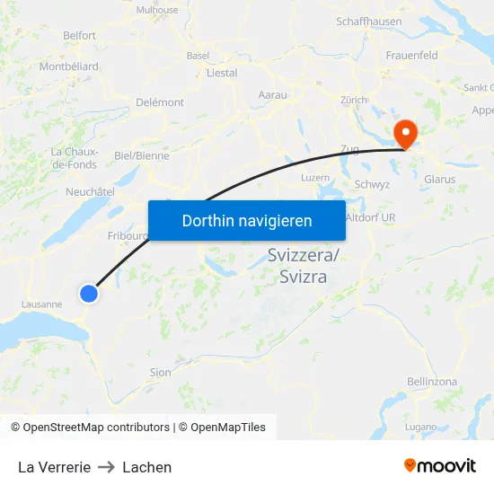 La Verrerie to Lachen map