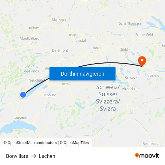 Bonvillars to Lachen map