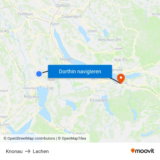 Knonau to Lachen map