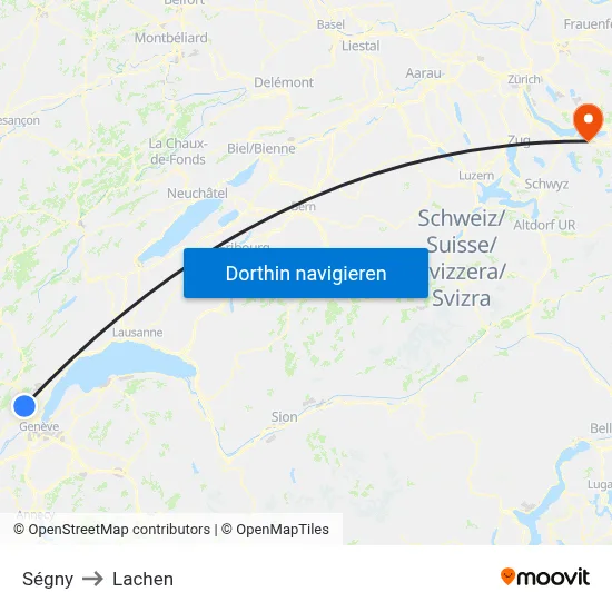 Ségny to Lachen map