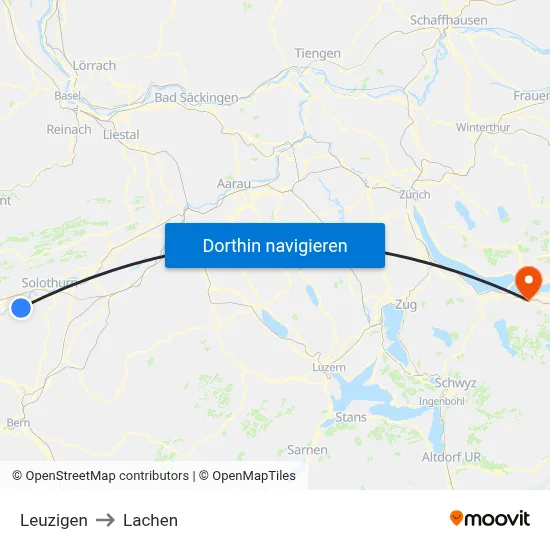 Leuzigen to Lachen map