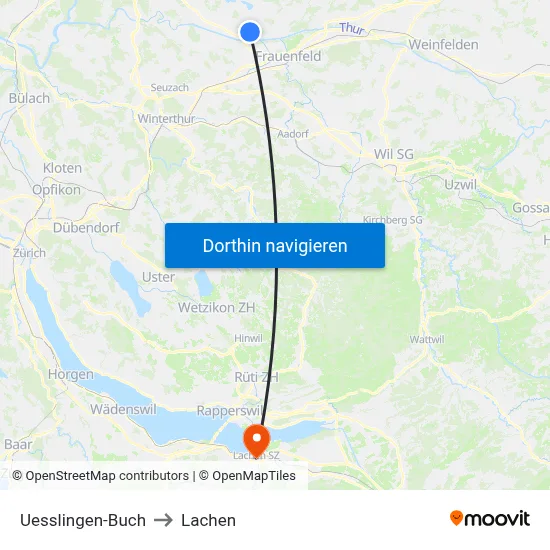 Uesslingen-Buch to Lachen map