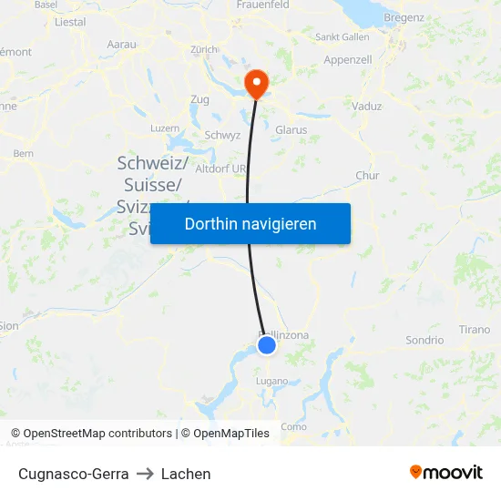 Cugnasco-Gerra to Lachen map
