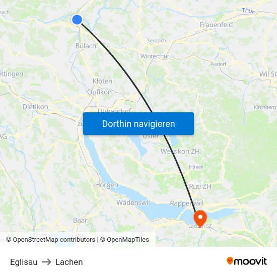 Eglisau to Lachen map